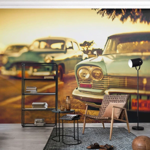 Fotomurali Autoadesivo Deluxe Sticker - Aspettiamo, vediamo - Auto, Cuba, Settore automobilistico - 100x70 cm