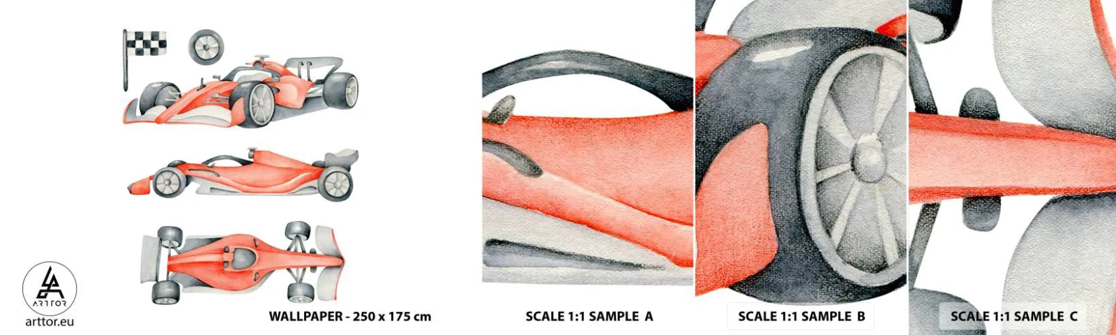 Campione di Fotomurale Adesivo Deluxe Sticker - Inseguendo i sogni - Auto da corsa, Automobili, Bambini - 100x30 cm