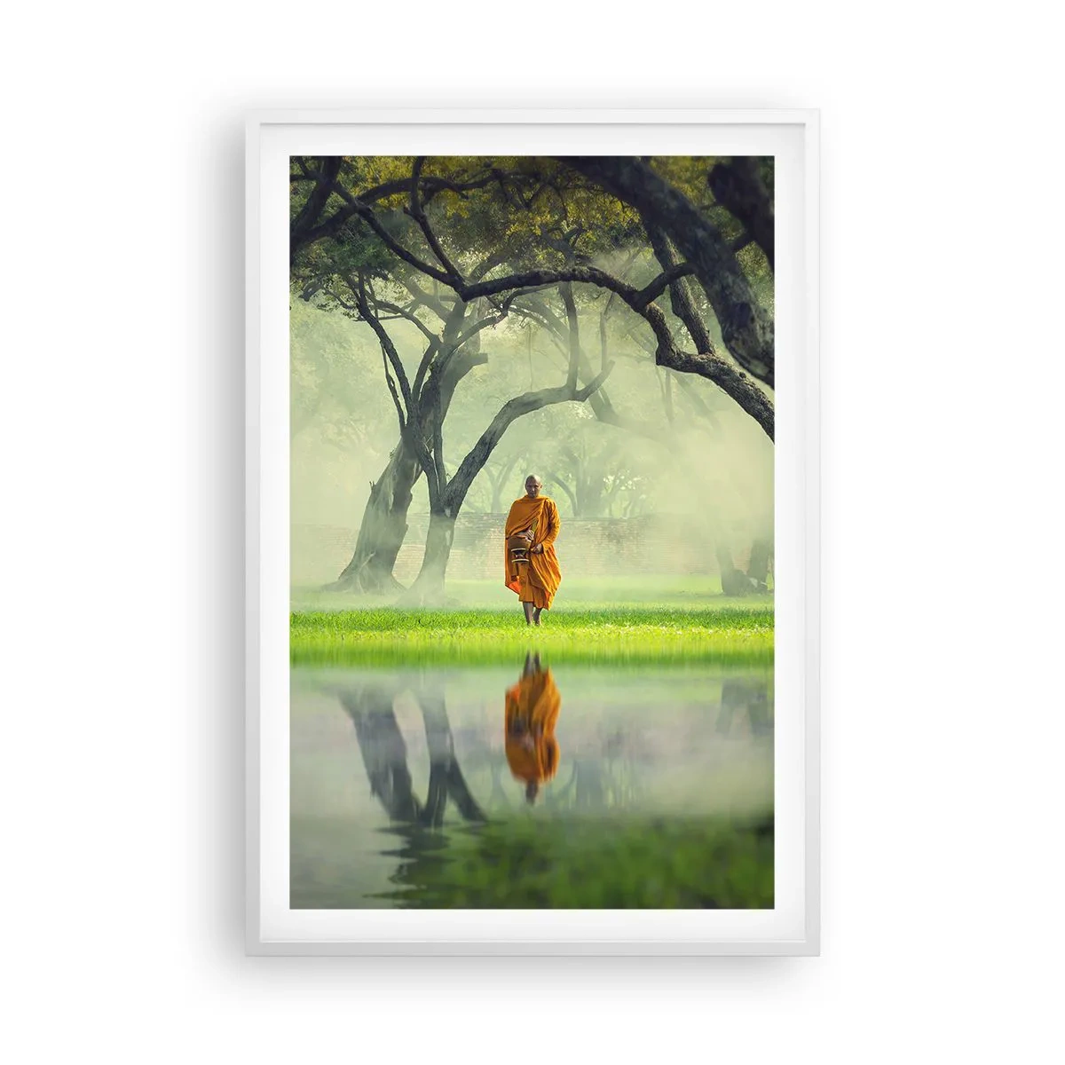 Poster in cornice bianca - In cammino verso l'illuminazione - 61x91 cm