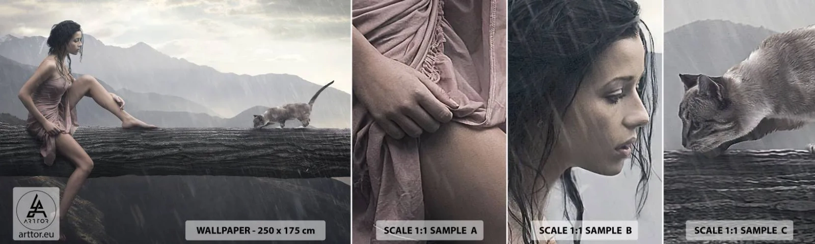 Campione Di Fotomurale Standard Eco - Cime di bellezza - Donna, Modello, Paesaggio - 100x30 cm