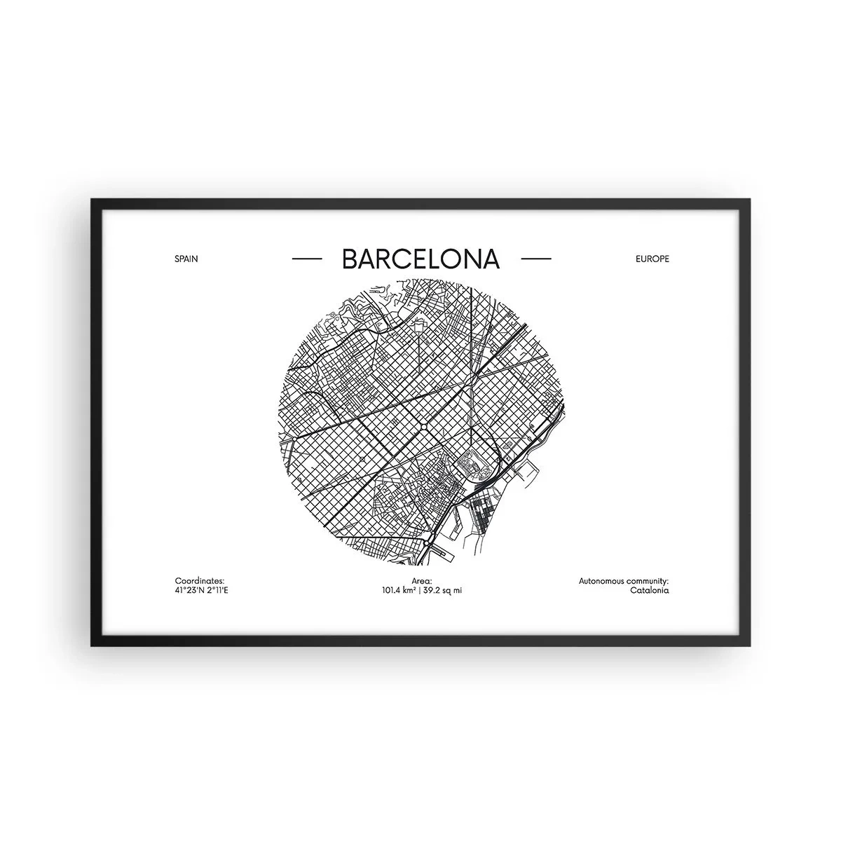 Poster in cornice nera - Anatomia di Barcellona - 91x61 cm