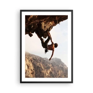 Poster in cornice nera - Arrampicata su roccia al sole - 50x70cm - Il mondo ristretto in una mano sul bordo del masso - Decorazione murale moderna per soggiorno e camera da letto ARTTOR