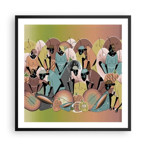 Poster in cornice nera - Arriva la grande festa - 60x60 cm