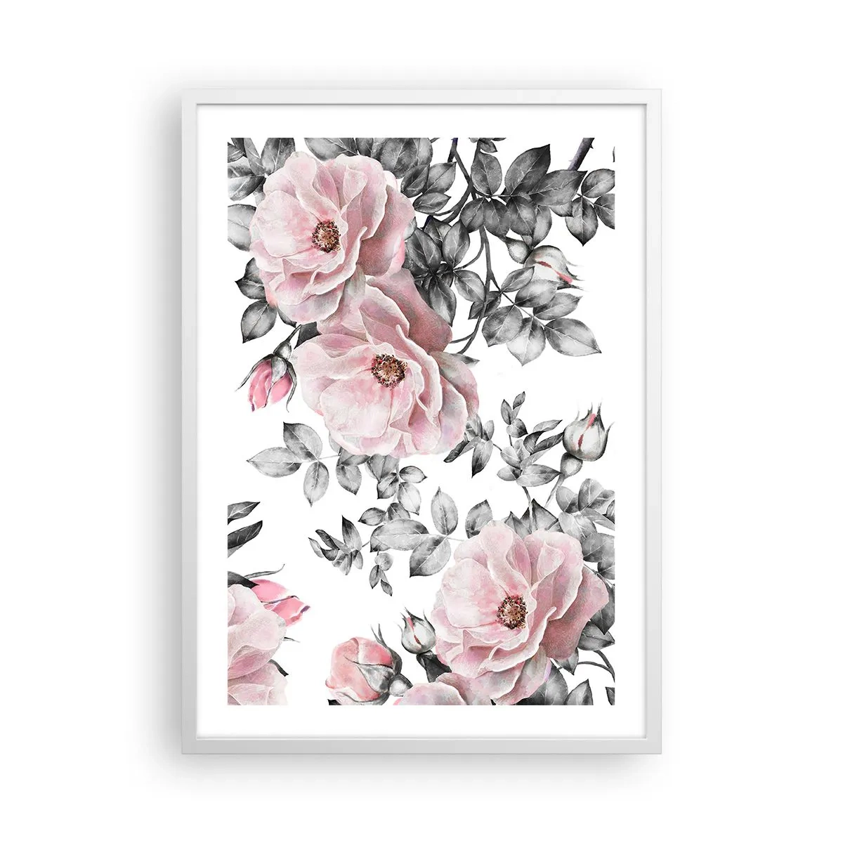 Poster in cornice bianca - Perdersi tra le rose - 50x70 cm