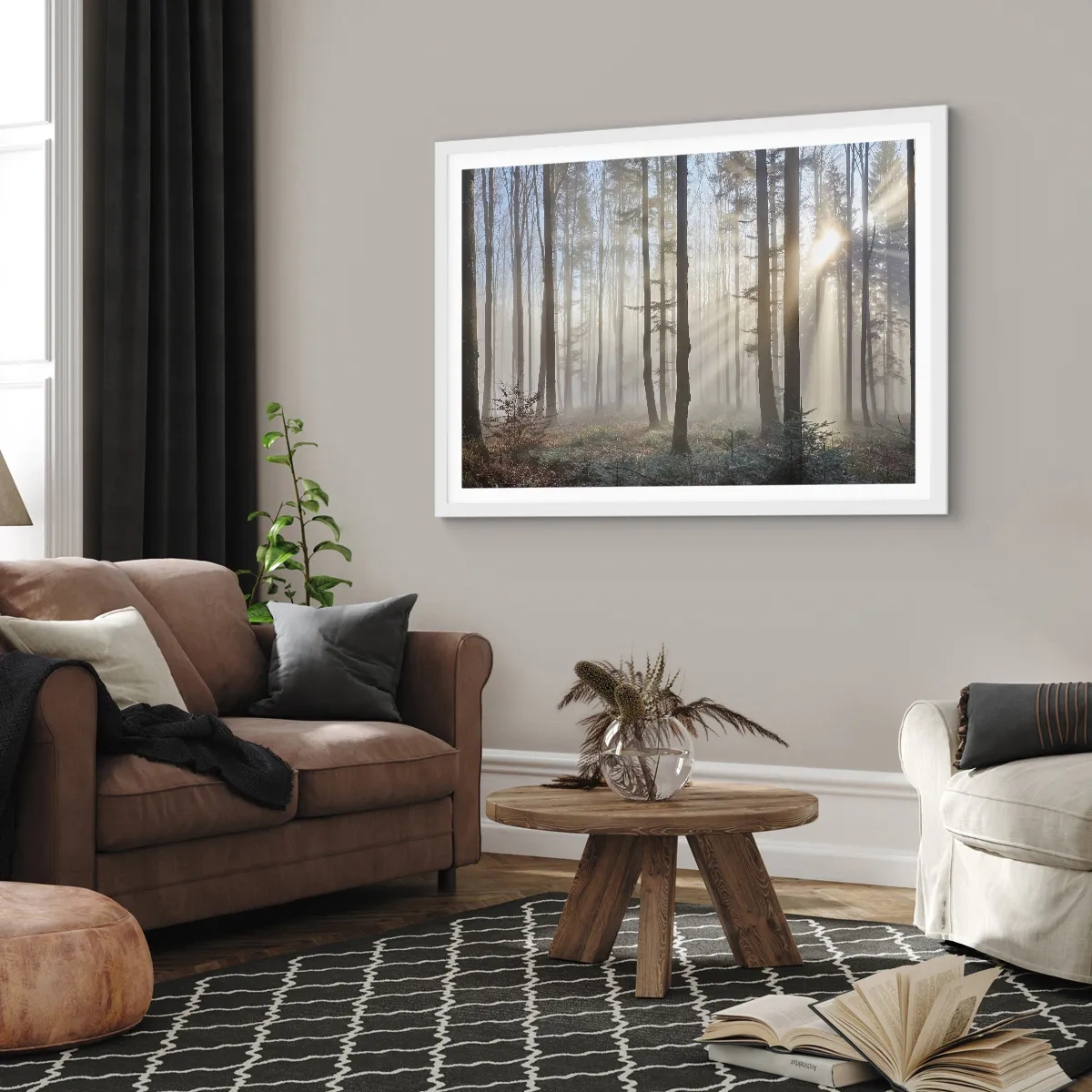 Poster in cornice bianca - Anche la nebbia si è svegliata - 70x50 cm