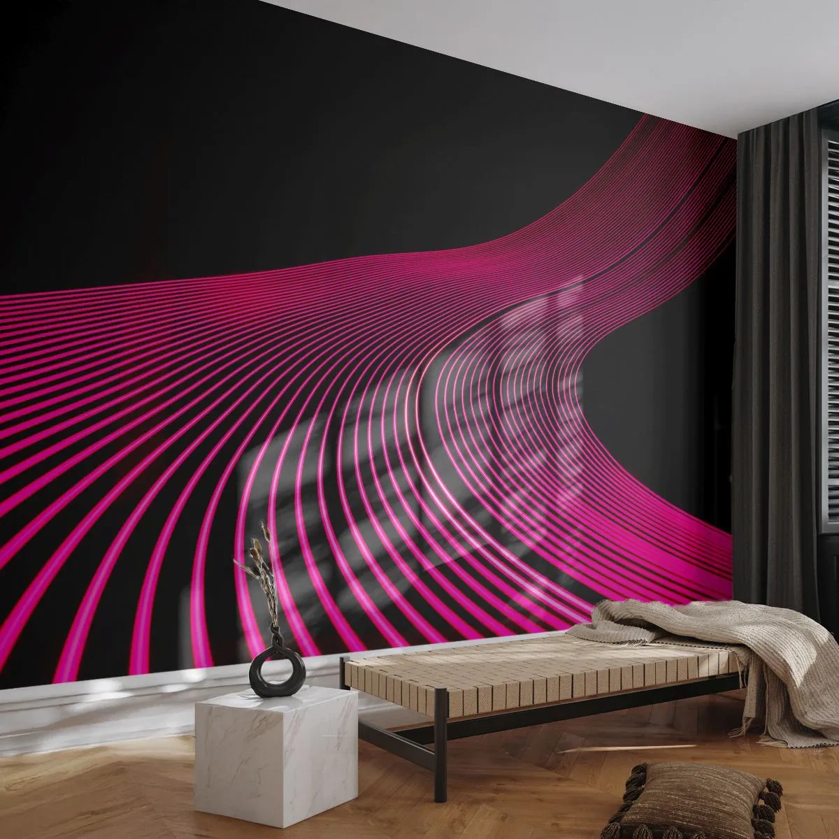 Fotomurali Autoadesivo Deluxe Sticker - Il viale della luce - Linee, Moderno, Neon - 250x175 cm