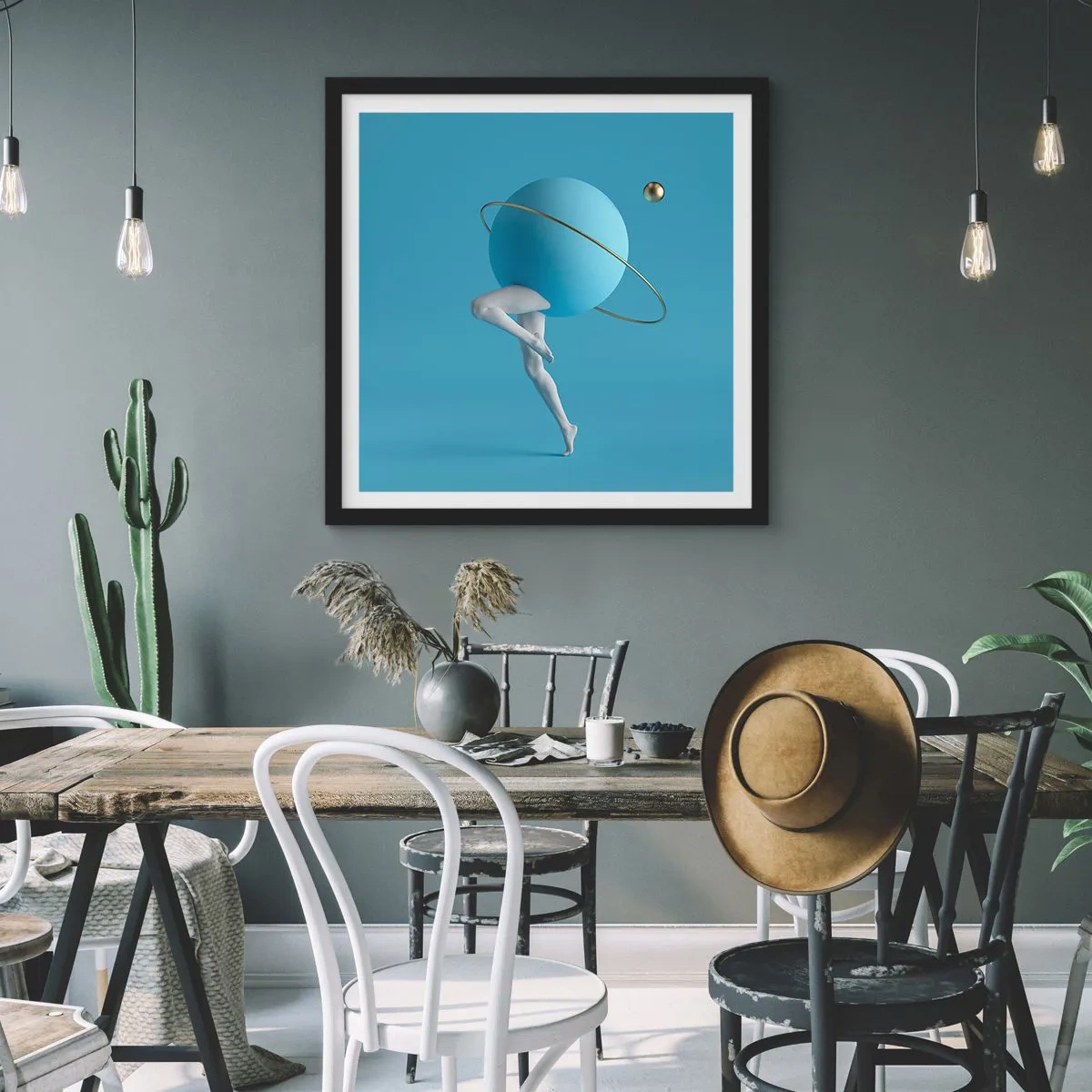 Poster in cornice nera - E i pianeti folleggiano - 40x40 cm