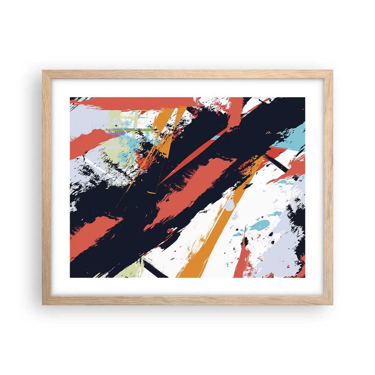 Poster in cornice rovere chiaro - Composizione dinamica - 50x40 cm