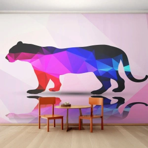 Fotomurali Premium Canvas - La pantera di diamante - Animali, Pantera, Figura geometrica - 400x280 cm