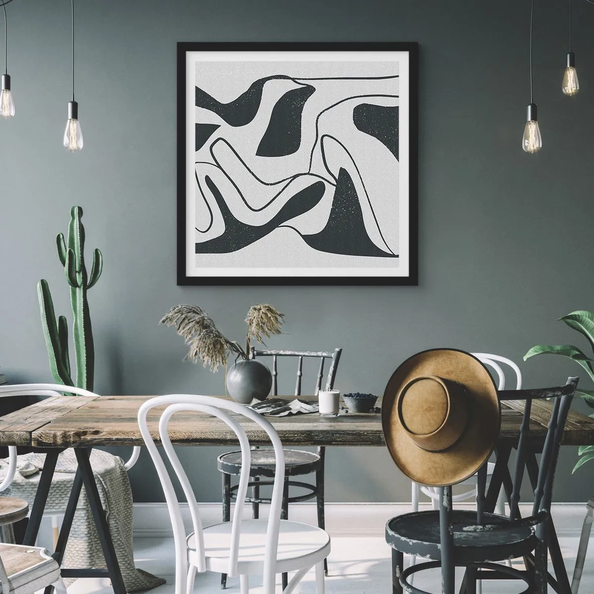 Poster in cornice nera - Gioco astratto nel labirinto - 60x60 cm