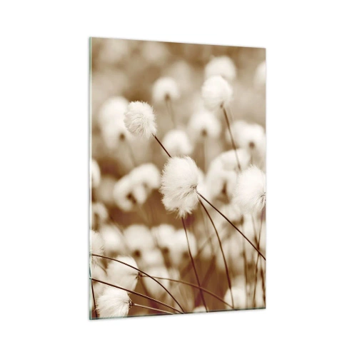 Quadro su vetro - Un campo di erba soffice nei toni del seppia - 50x70cm - Campo di morbidezza - Decorazione murale moderna per soggiorno e camera da letto ARTTOR