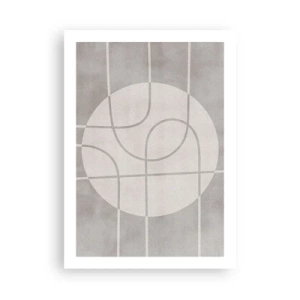 Poster - Linee geometriche e un cerchio in tonalità di grigio - 50x70cm - Tondo e dritto - Decorazione murale moderna per soggiorno e camera da letto ARTTOR