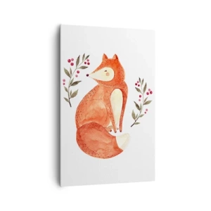 Quadro su tela - Stampe su Tela - Una volpe acquerellata circondata da ramoscelli con bacche - 80x120cm - Piccola rossa - Decorazione murale moderna per soggiorno e camera da letto ARTTOR