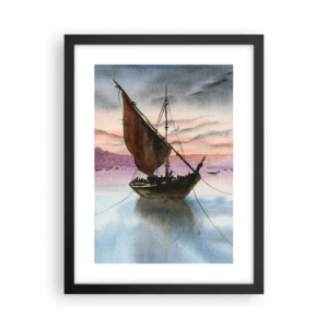 Poster in cornice nera - La sera nel porto - 30x40 cm
