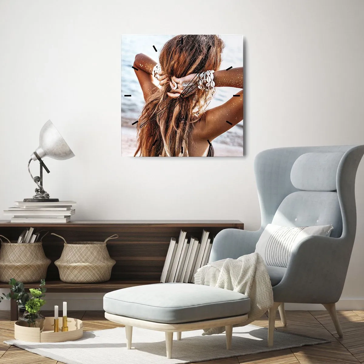 Orologio da parete - Orologio in Vetro - Sorella dell'acqua e del sole - 30x30 cm