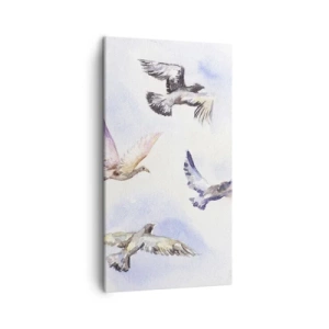 Quadro su tela - Stampe su Tela - Libertà in grigio e blu - 45x80 cm