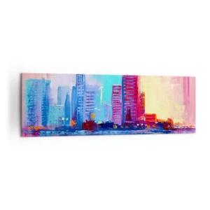 Quadro su tela - Stampe su Tela - Un panorama colorato della città in stile acquerello - 160x50cm - Immerse nei colori - Decorazione murale moderna per soggiorno e camera da letto ARTTOR