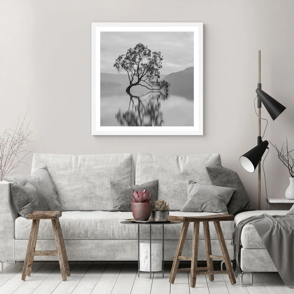 Poster in cornice bianca - C'è un paese così - 50x50 cm