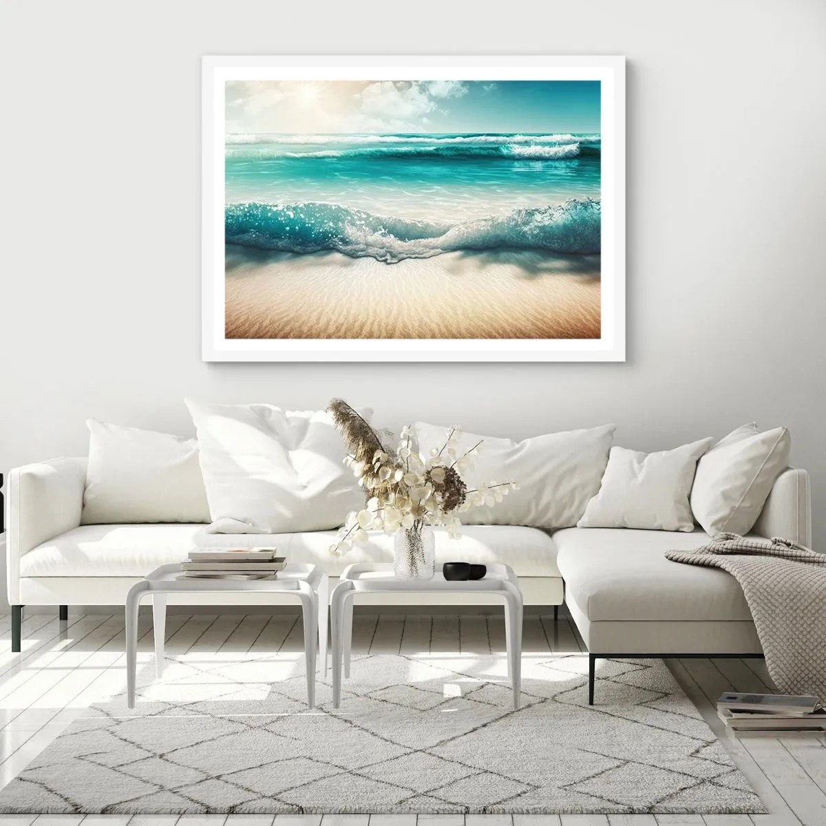 Poster in cornice bianca - La calma dell'oceano - 100x70 cm