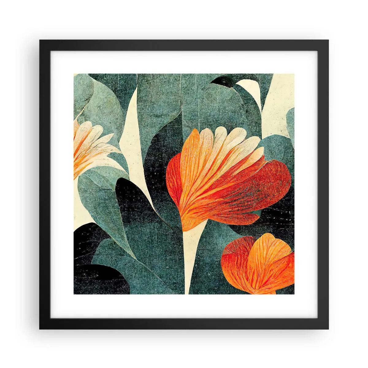 Poster in cornice nera - Caldo dei tropici e fresco del verde - 40x40 cm