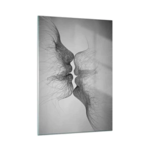 Quadro su vetro - Bacio astratto in bianco e nero - 50x70cm - Il bacio del vento - Decorazione murale moderna per soggiorno e camera da letto ARTTOR