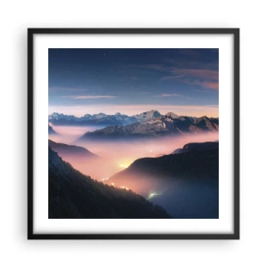 Poster in cornice nera - La luce nelle valli - 50x50 cm