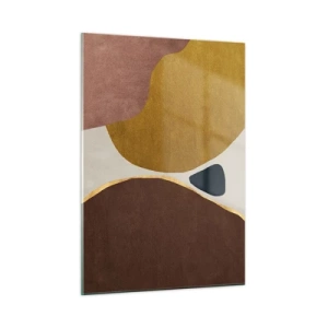 Quadro su vetro - Una composizione minimalista di forme astratte - 50x70cm - Astrazione: un luogo nello spazio - Decorazione murale moderna per soggiorno e camera da letto ARTTOR