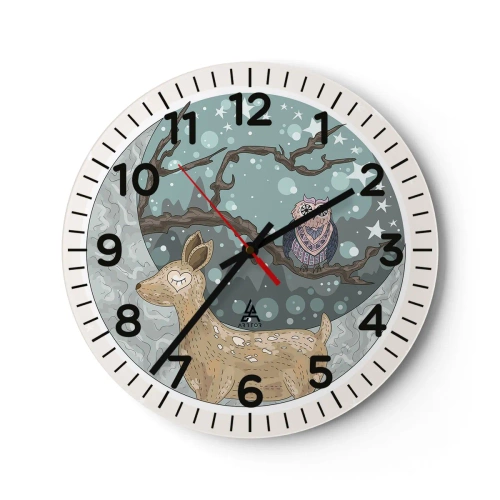 Orologio da parete - Orologio in Vetro - Notte fiabesca nel bosco - 30x30 cm