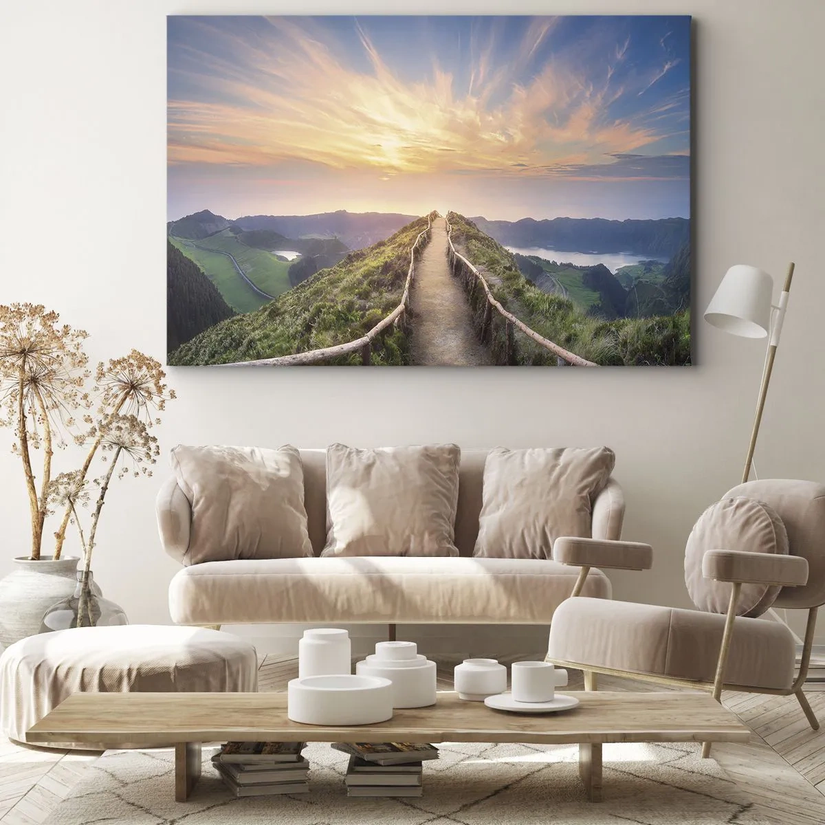 Quadro su tela - Stampe su Tela - Un pittoresco sentiero su una collina con vista sul tramonto - 120x80cm - Vicino al cielo - Decorazione murale moderna per soggiorno e camera da letto ARTTOR