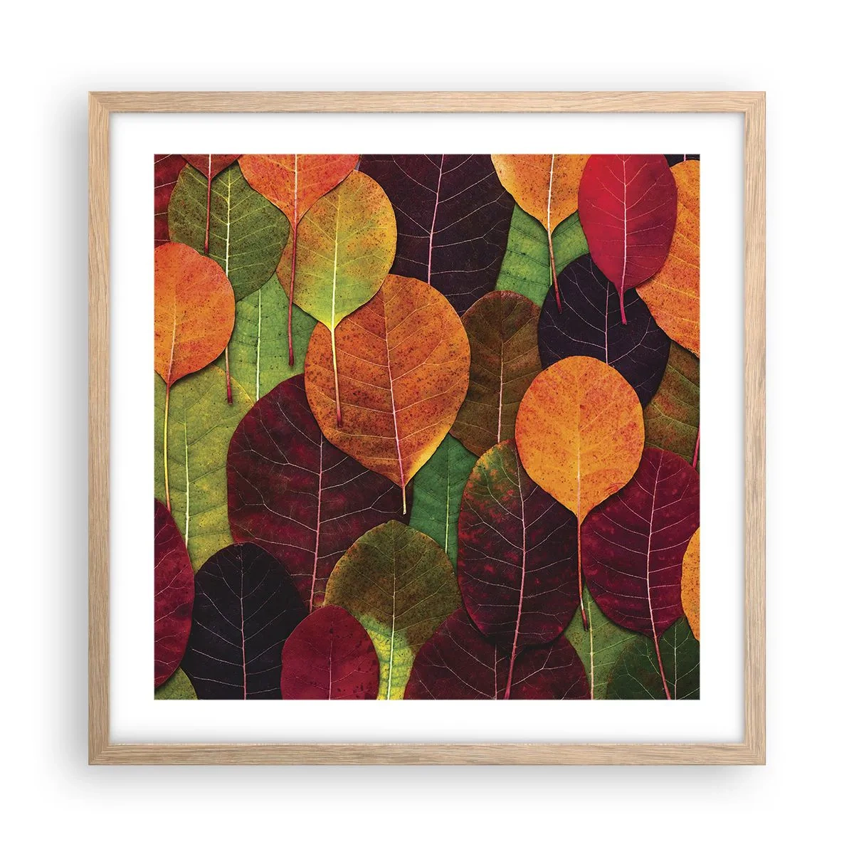 Poster in cornice rovere chiaro - Mosaico autunnale - 50x50 cm