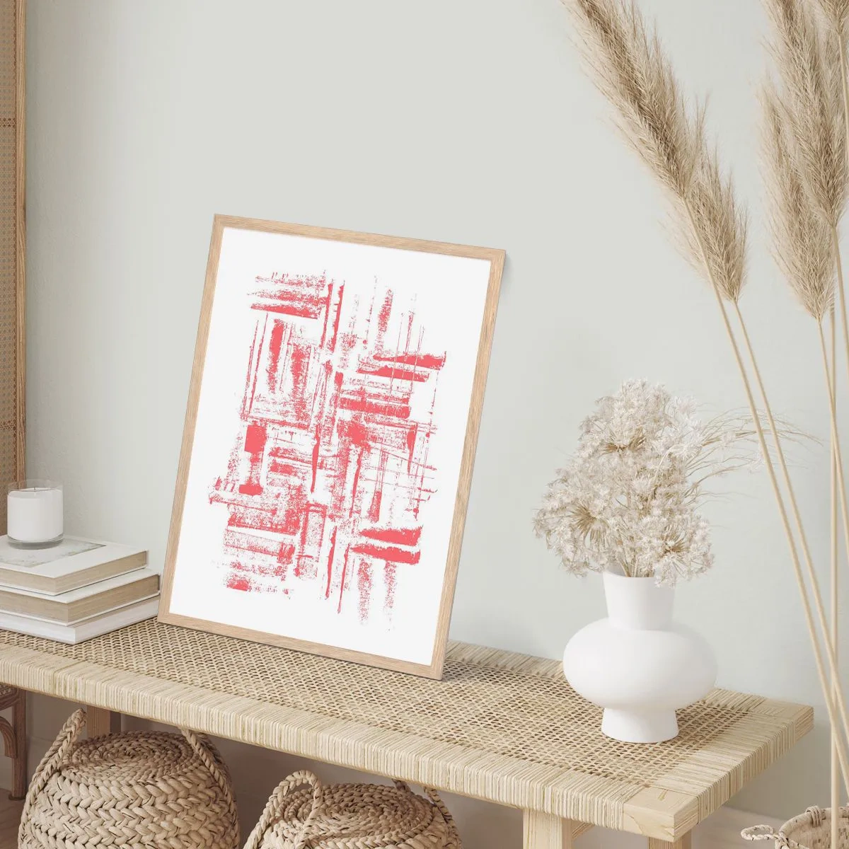 Poster in cornice rovere chiaro - Città rossa - 50x70 cm