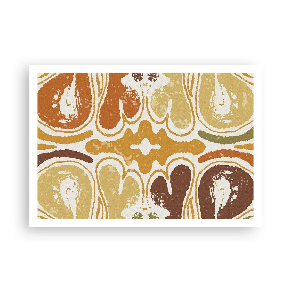 Poster - Caldi motivi astratti nei toni del giallo e del marrone - 100x70cm - Astrazione sentimentale - Decorazione murale moderna per soggiorno e camera da letto ARTTOR