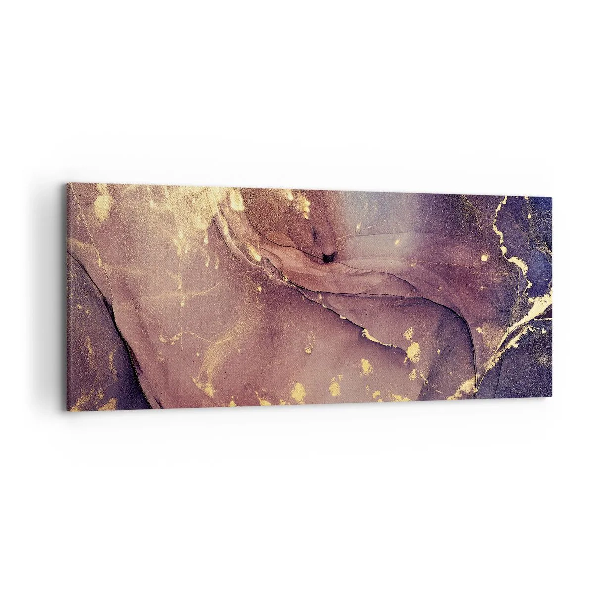 Quadro su tela - Stampe su Tela - Composizione astratta con sfumature di oro e viola - 120x50cm - Materia e spirito - Decorazione murale moderna per soggiorno e camera da letto ARTTOR