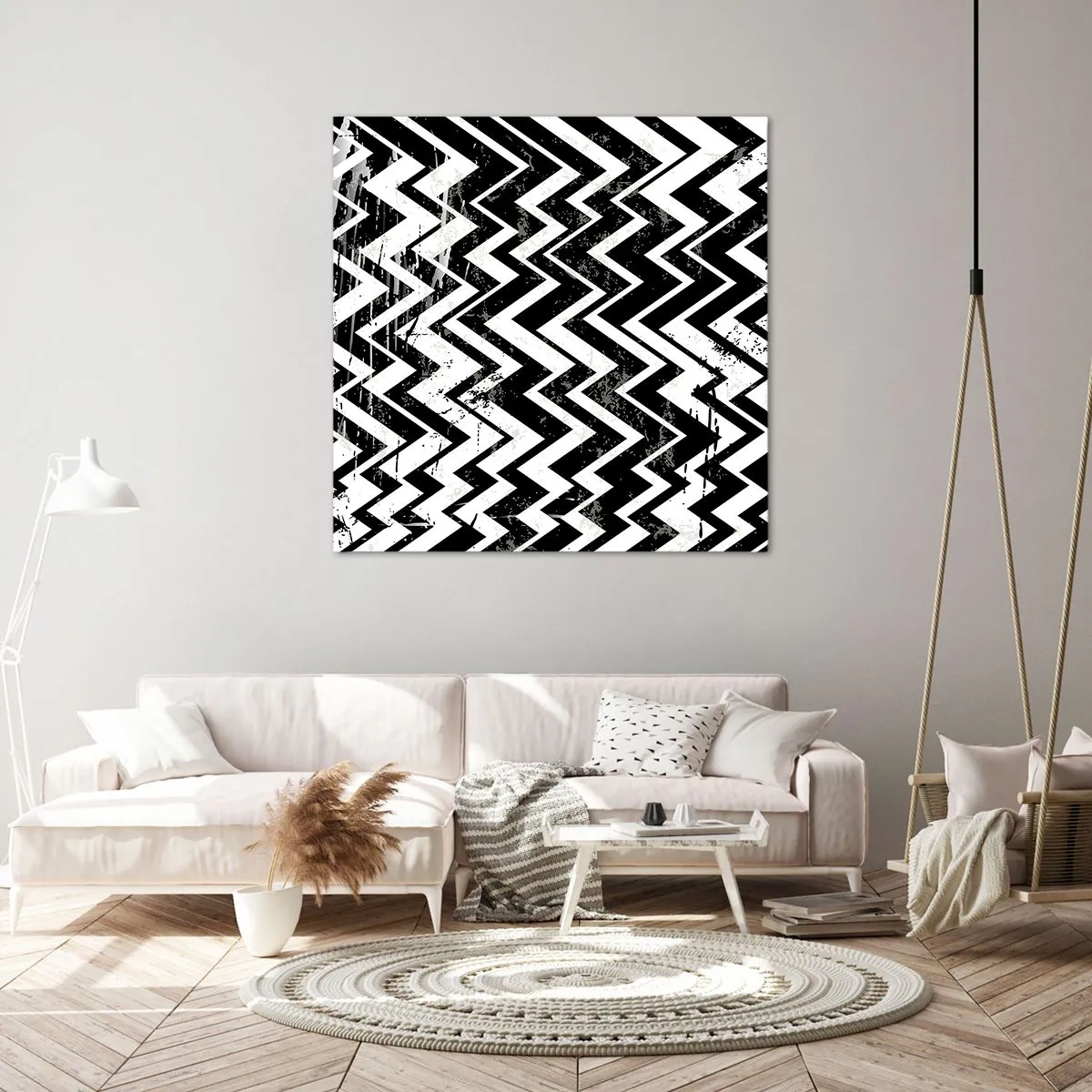 Quadro su tela - Stampe su Tela - Zig-bianco, zag-nero - 70x70 cm