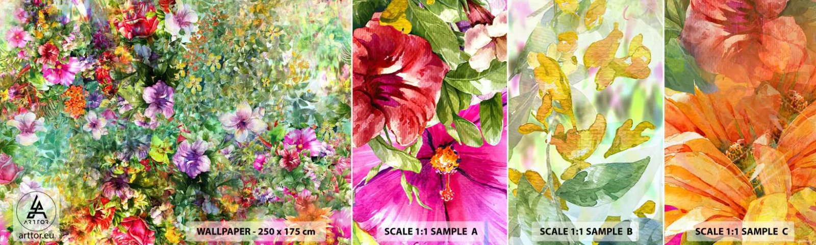 Campione di Fotomurale Adesivo Deluxe Sticker - Perdersi nei fiori - Fiori, Giardino, Natura - 100x30 cm