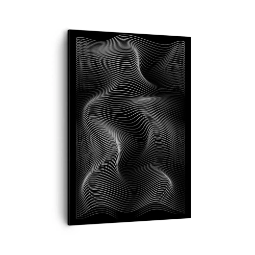 Quadro su tela - Stampe su Tela - Linee bianche astratte su sfondo nero - 50x70cm - La danza della luce nello spazio - Decorazione murale moderna per soggiorno e camera da letto ARTTOR