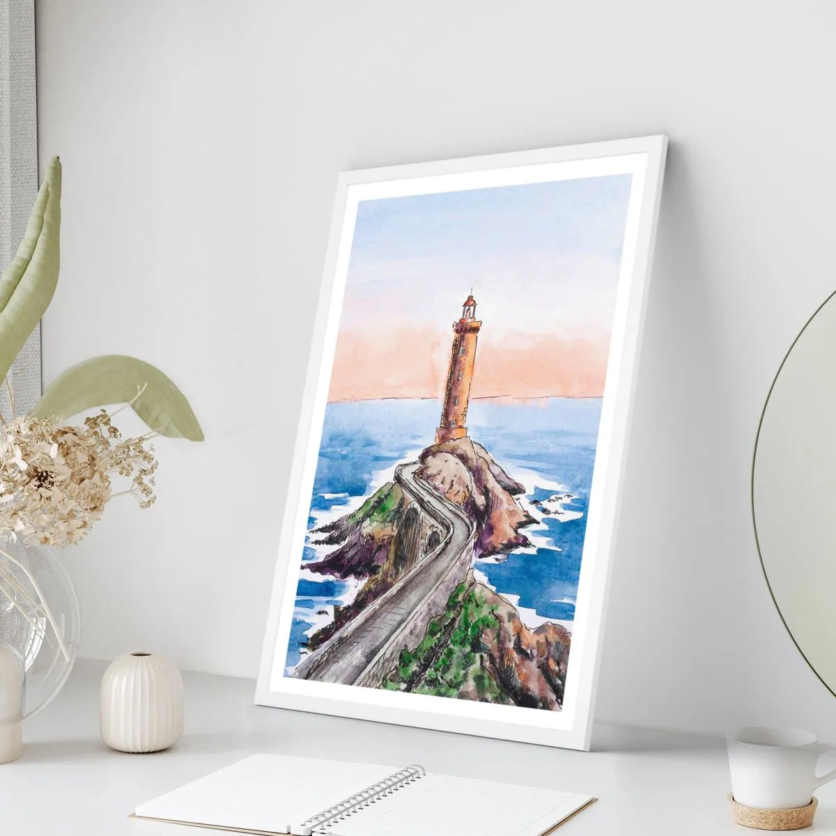 Poster in cornice bianca - Rivolto verso il mare - 61x91 cm