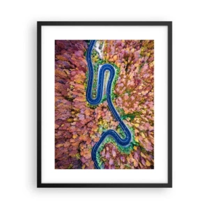 Poster in cornice nera - Via tortuosa attraverso il bosco - 40x50 cm