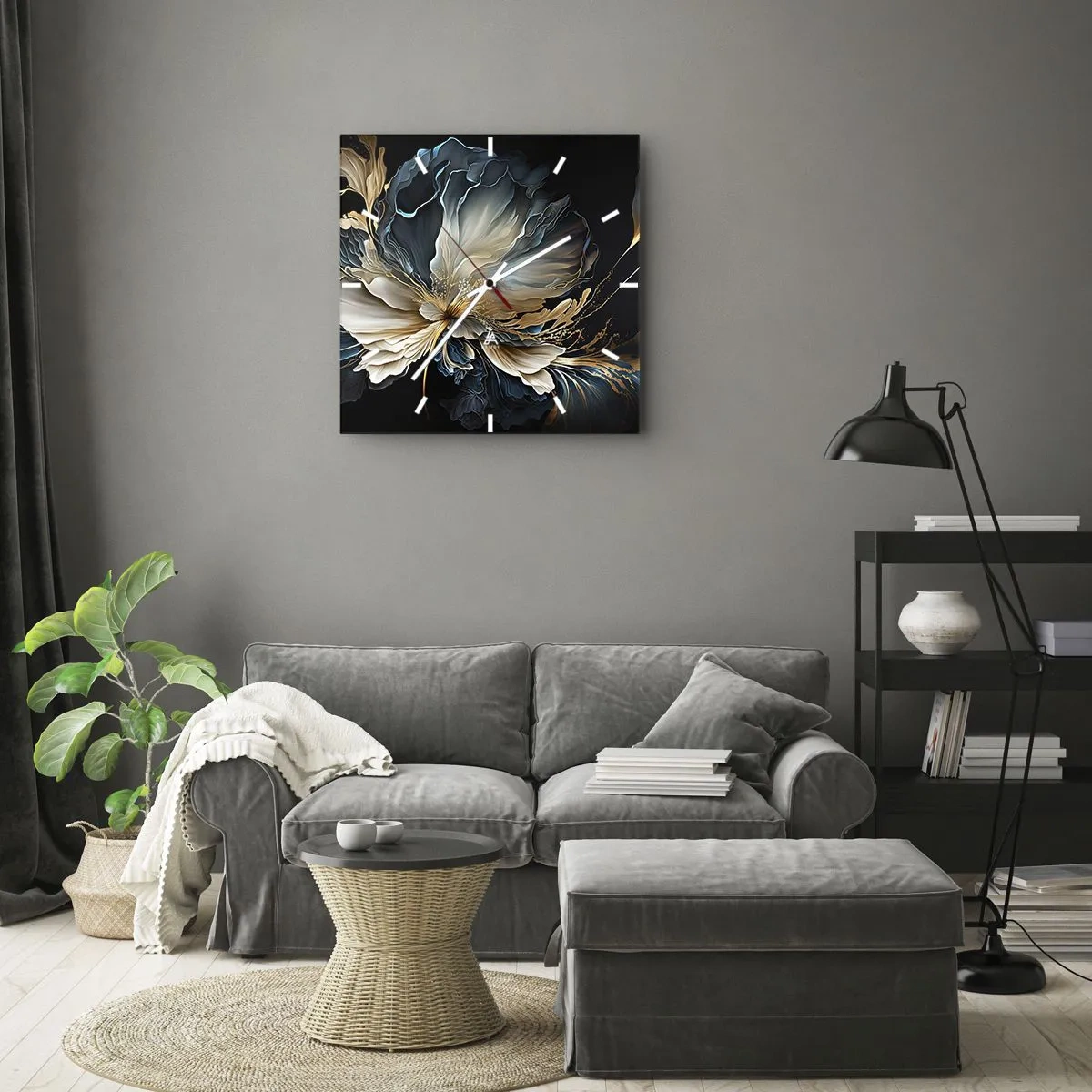 Orologio da parete - Orologio in Vetro - Fantastico fiore di felce - 40x40 cm