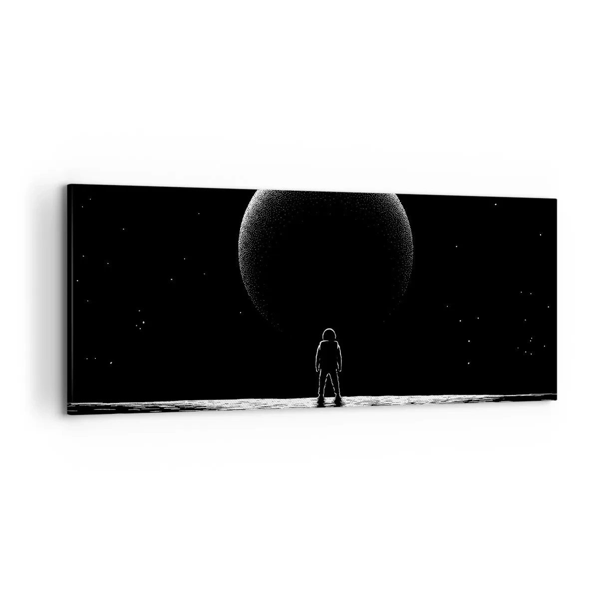 Quadro su tela - Stampe su Tela - Un astronauta sullo sfondo di un grande pianeta nello spazio - 120x50cm - Faccia a faccia - Decorazione murale moderna per soggiorno e camera da letto ARTTOR