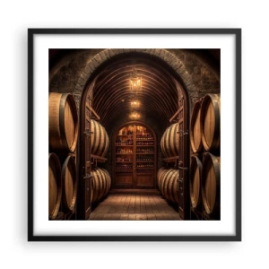Poster in cornice nera - L'atmosfera della cantina - 50x50 cm