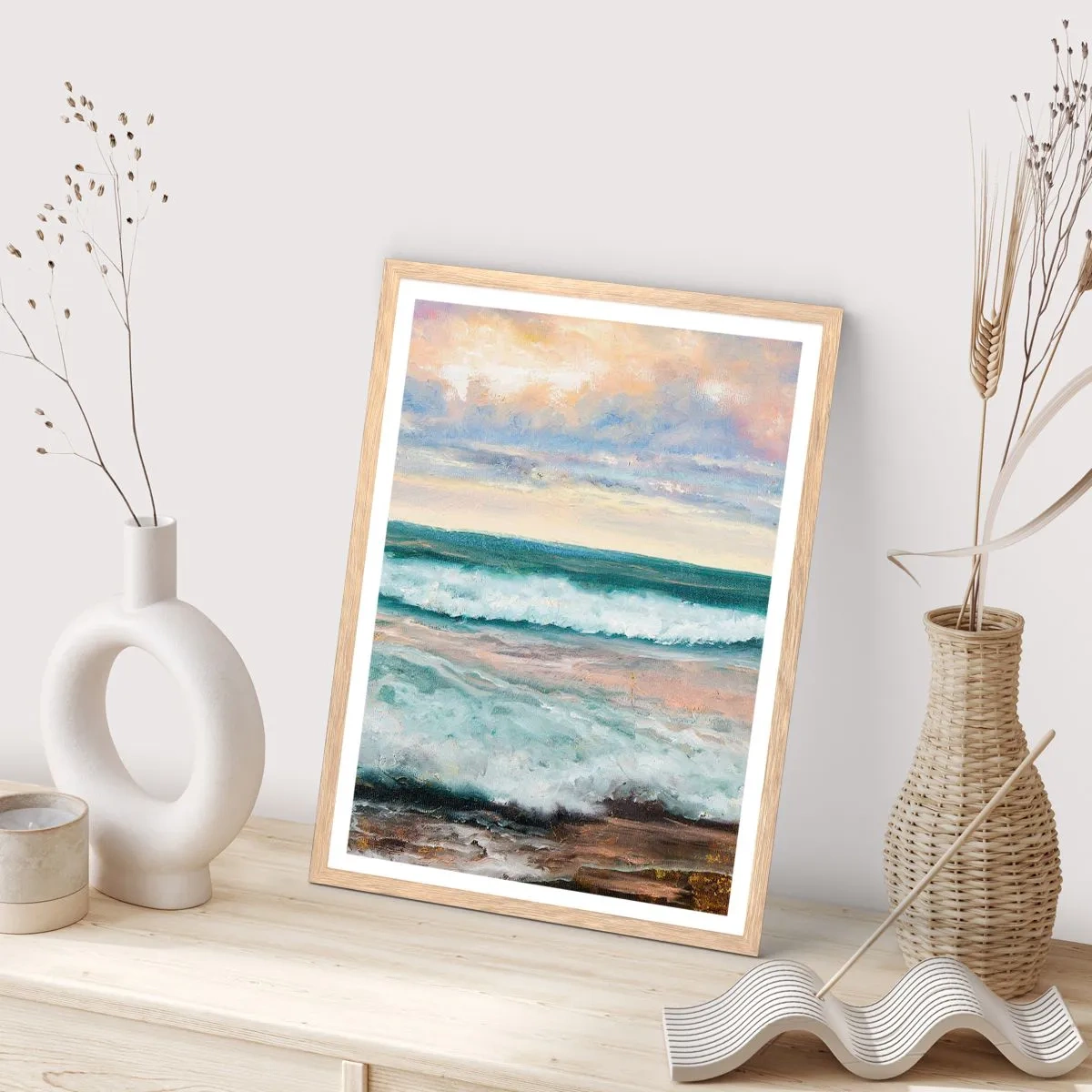 Poster in cornice rovere chiaro - Dove l'anima si calma - 40x50 cm