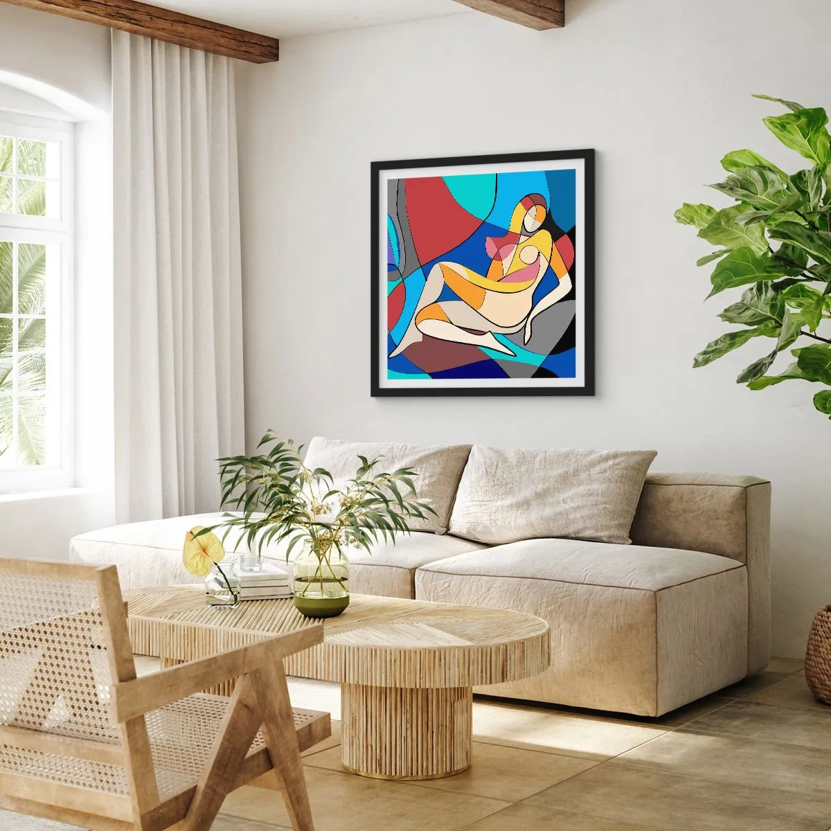 Poster in cornice nera - Nudo cubista - 30x30 cm