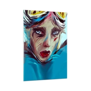 Quadro su vetro - Ritratto di una donna dai colori dinamici e dallo stile astratto - 70x100cm - La guerriera della strada - Decorazione murale moderna per soggiorno e camera da letto ARTTOR