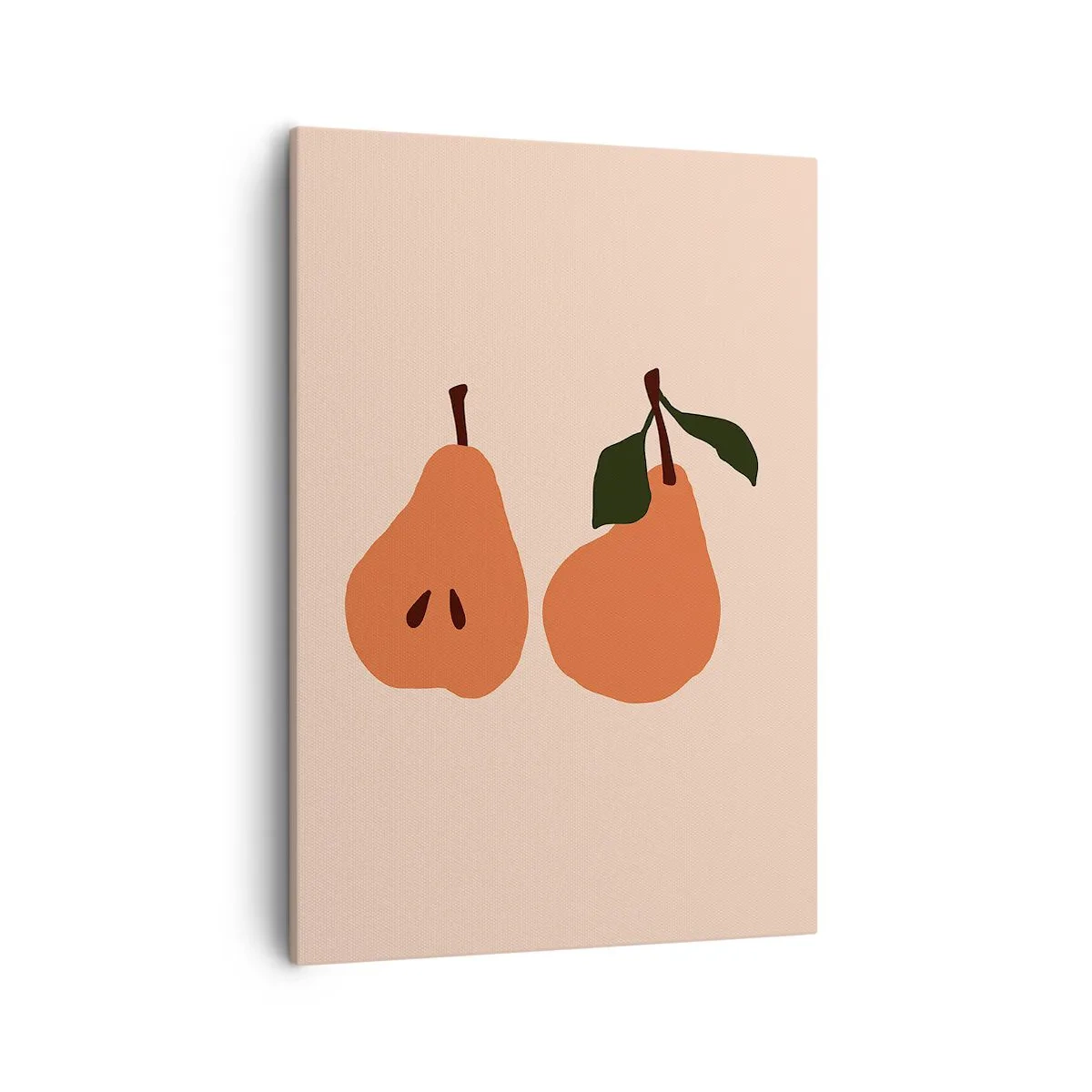 Quadro su tela - Stampe su Tela - Un'illustrazione minimalista di due pere su uno sfondo beige. - 50x70cm - La dolcezza stessa - Decorazione murale moderna per soggiorno e camera da letto ARTTOR