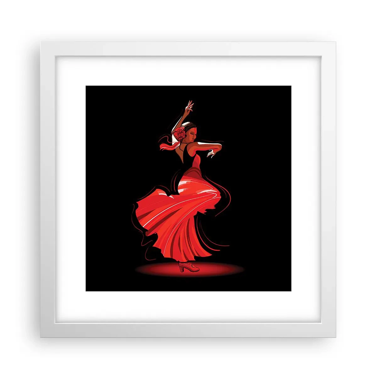 Poster in cornice bianca - Lo spirito focoso del flamenco - 30x30 cm