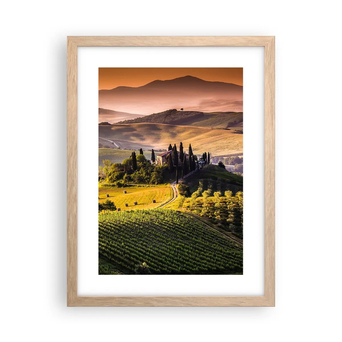 Poster in cornice rovere chiaro - Arcadia: paesaggio toscano - 30x40 cm
