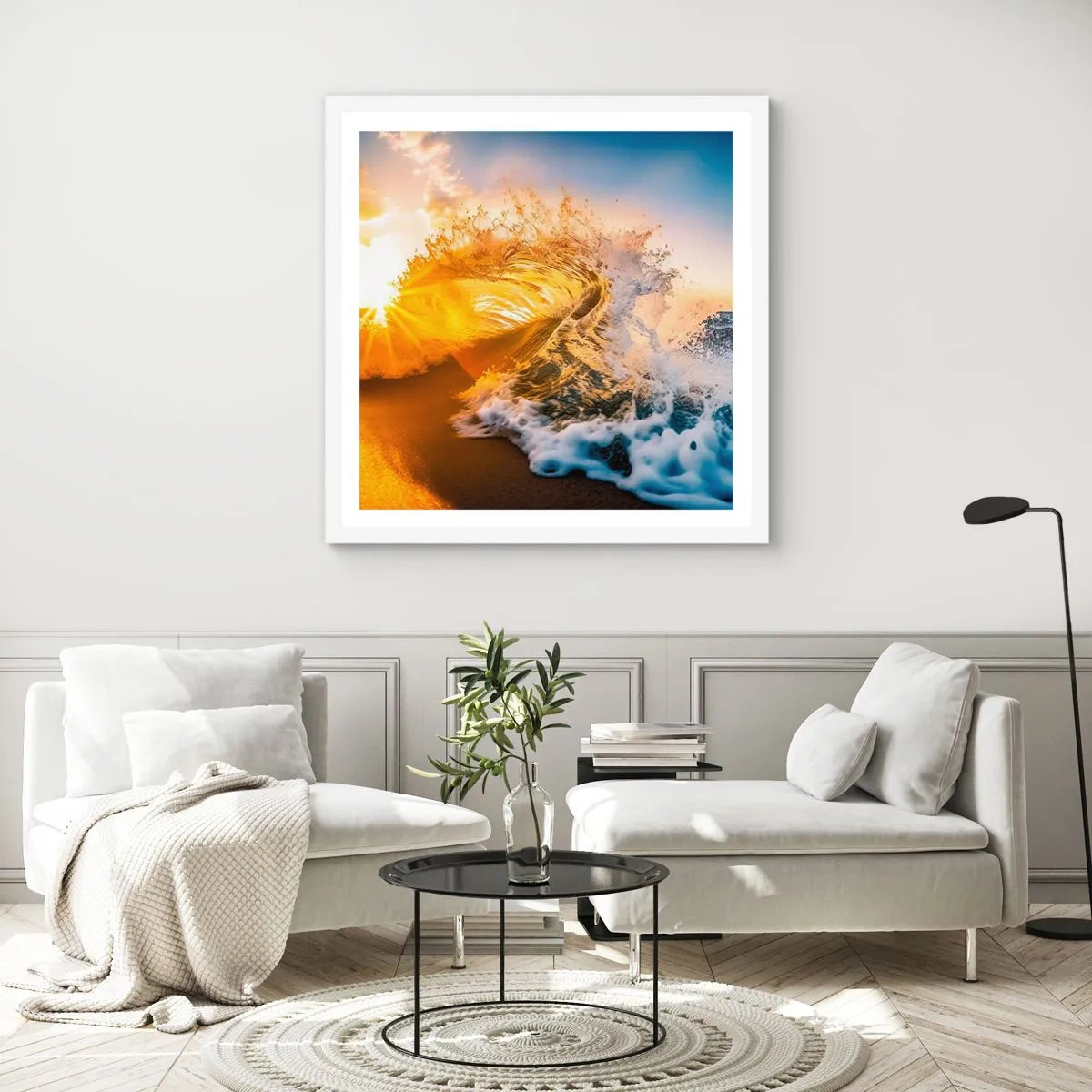 Poster in cornice bianca - Gioco sulla sabbia - 60x60 cm