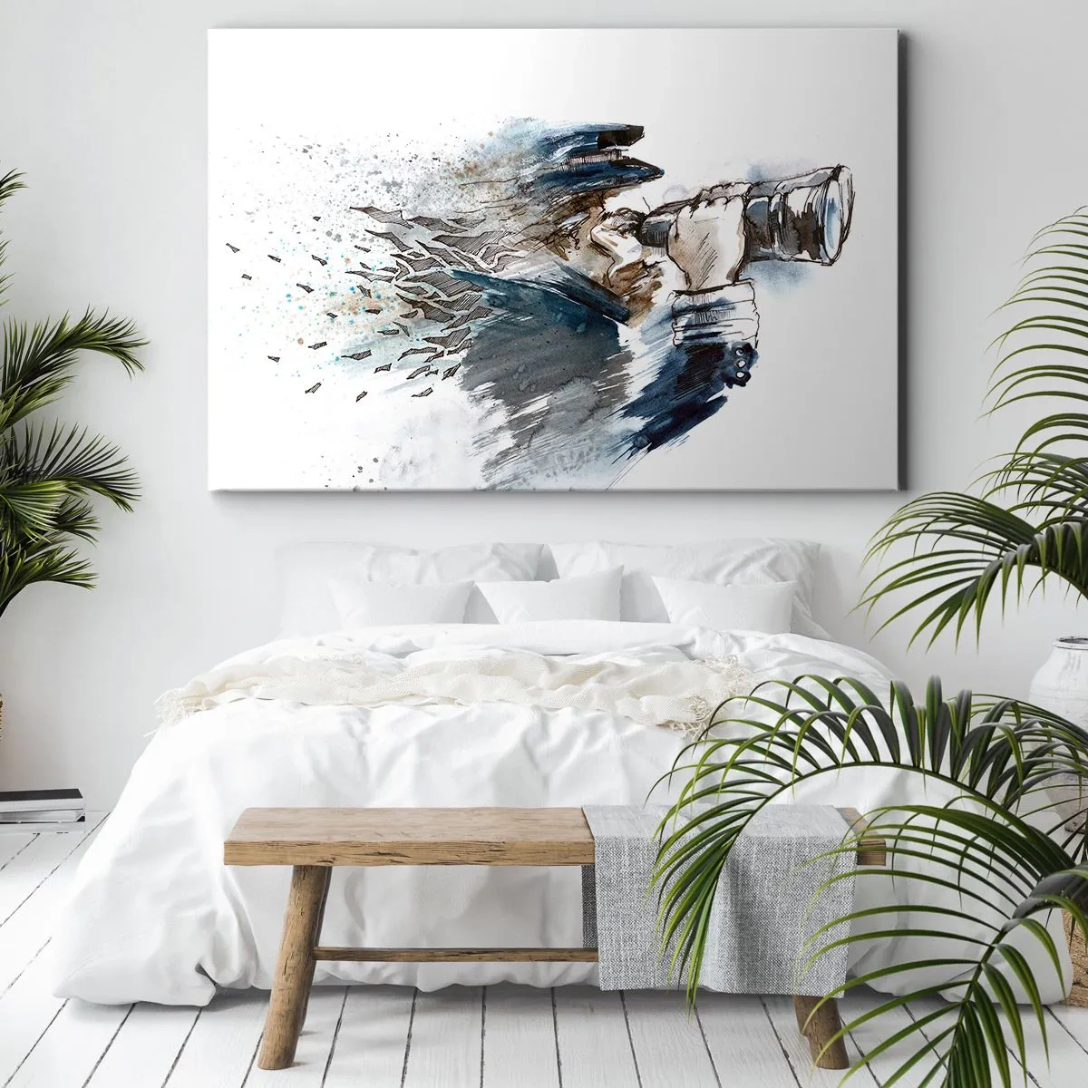Quadro su tela - Stampe su Tela - Un capitano con il binocolo in una scena dinamica ad acquerello - 70x50cm - Dieci gradi Beaufort! - Decorazione murale moderna per soggiorno e camera da letto ARTTOR