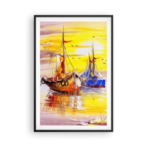 Poster in cornice nera - Meritato riposo nel porto - 61x91 cm